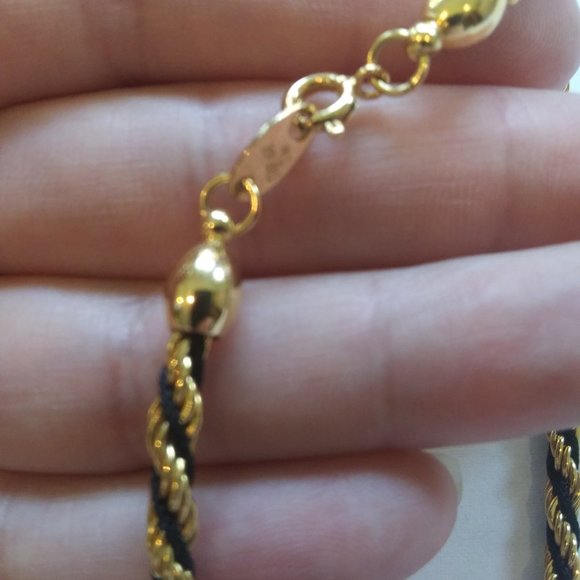 Vintage Trifari TM gold and black twist rope style necklace - Picture 8 of 16